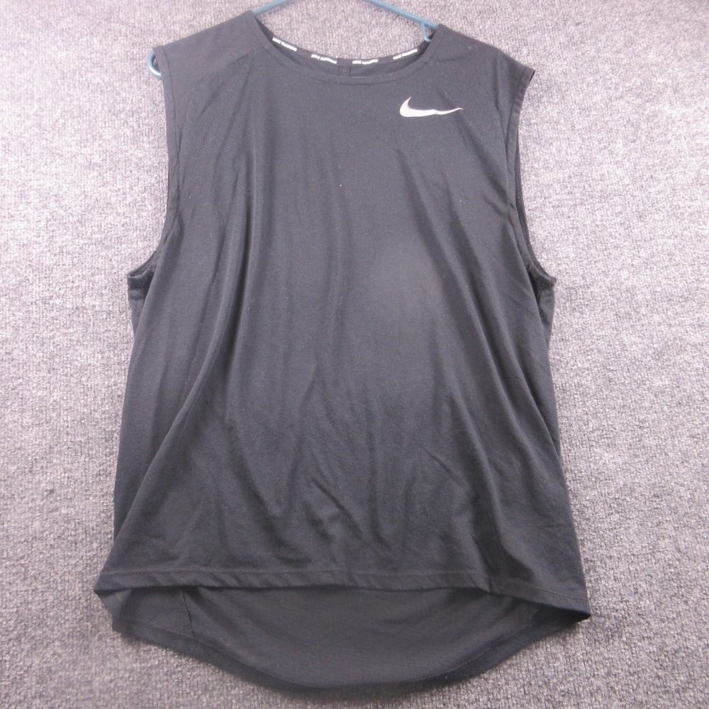 Nike Tank Top Mens Medium Black Dri-FIT Running‎ Sleeveless Athletic AH2207-010